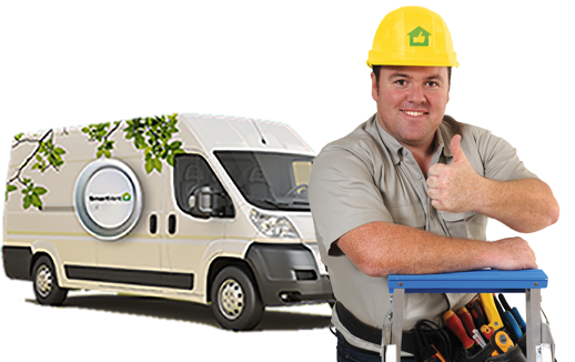 Image of a SmartVent tech in front of his van